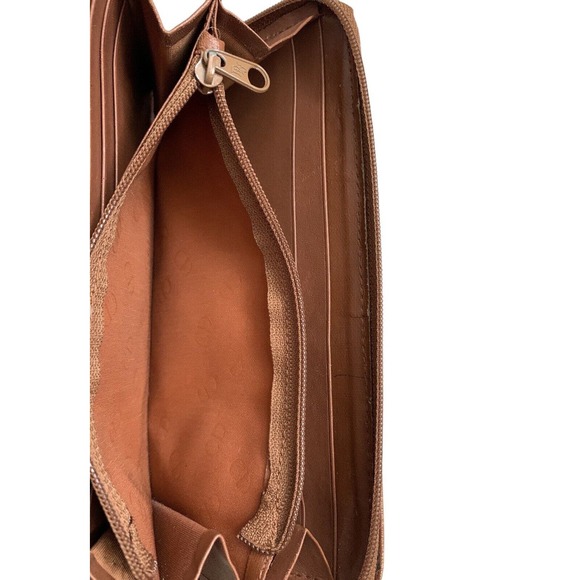 Christian Dior Vintage Wallet Olive Brown Leather Logo Zip Around - Picture 11 of 13